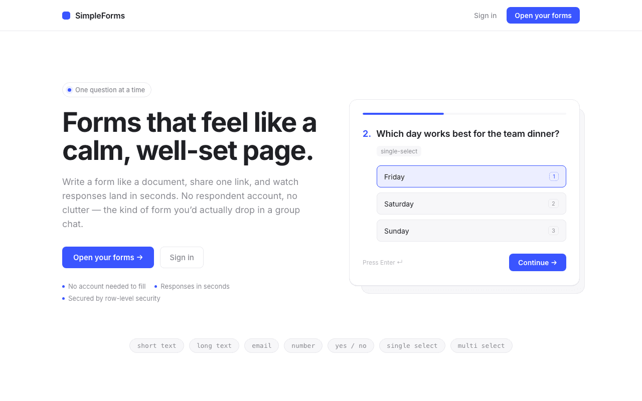 SimpleForms screenshot